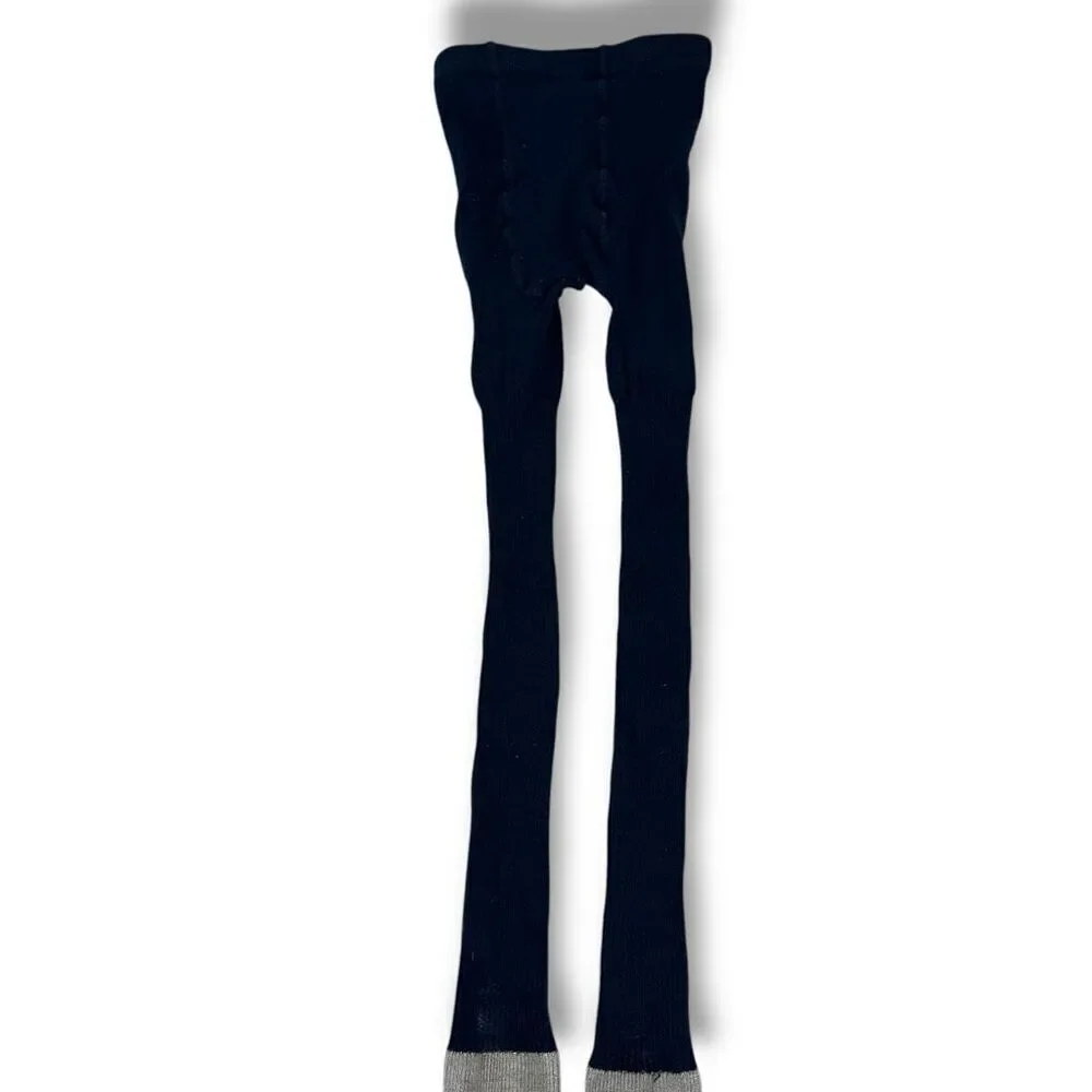 Mini Boden Girls Footless Tights size 6-7 Navy Silver